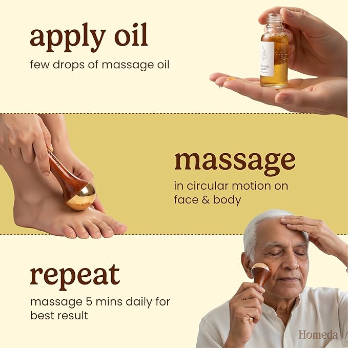 Kansa Wand Ayurveda Foot Massager - Pakistani Skincare Tool - Kansa Wand For Feet & Face Relazation, Wellness & Detox