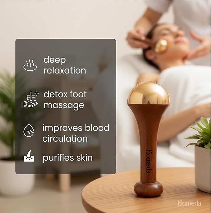 Kansa Wand Ayurveda Foot Massager - Pakistani Skincare Tool - Kansa Wand For Feet & Face Relazation, Wellness & Detox