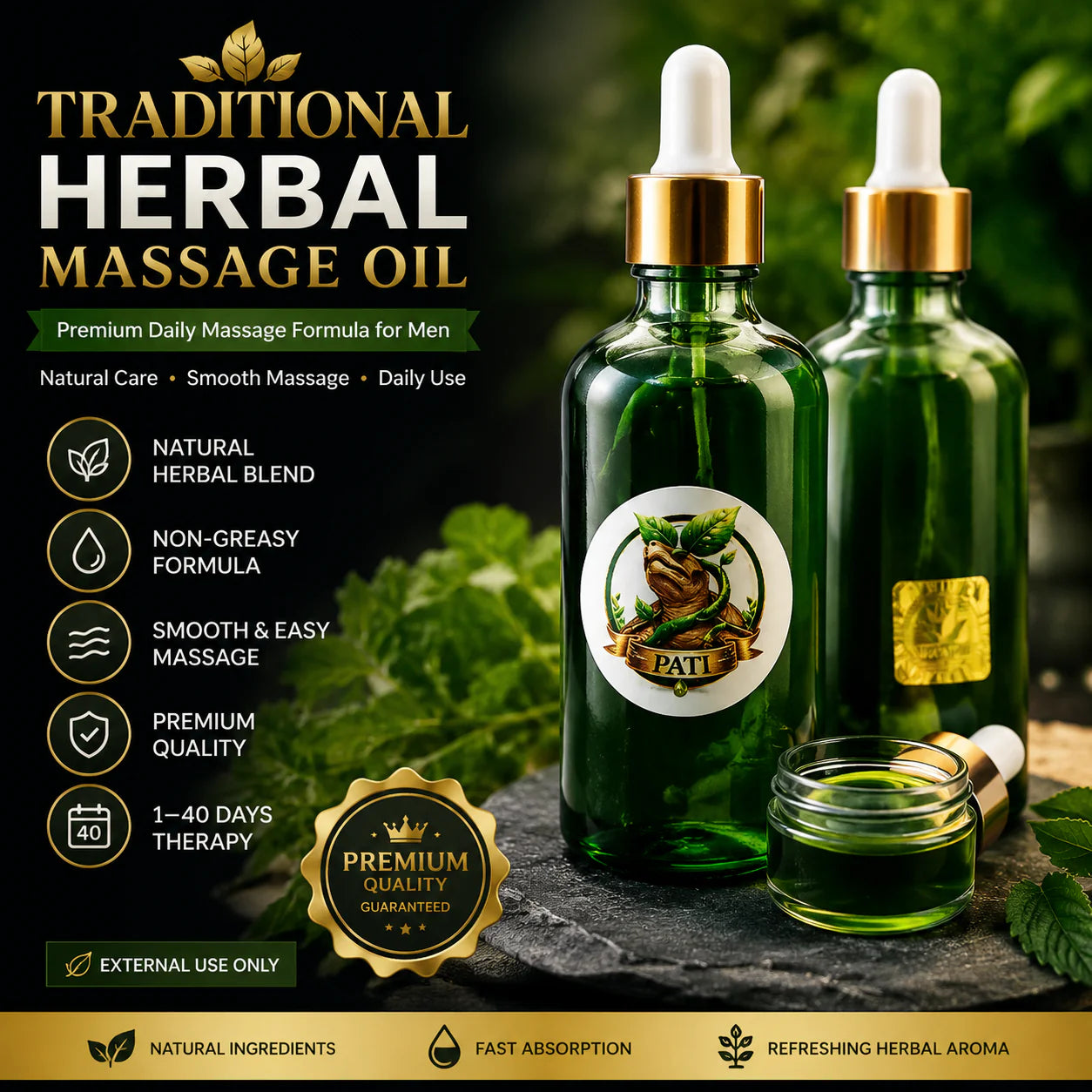 Large Size [1-40 days therapy] Traditional massage oil, natural firming, smoothing