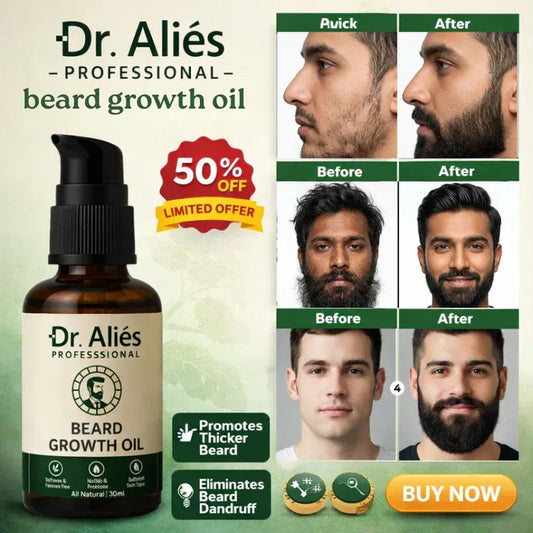 Dr. Alies Professional Beard Growth Oil | Fill Patchy Beard, Stop Itching & Dandruff – Natural 30ml