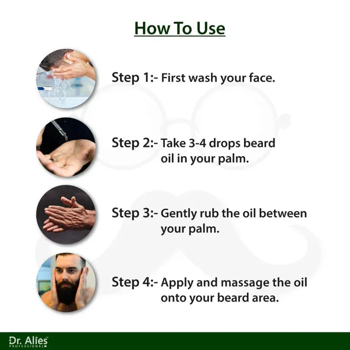 Dr. Alies Professional Beard Growth Oil | Fill Patchy Beard, Stop Itching & Dandruff – Natural 30ml
